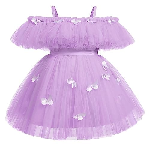 ODOLDI Toddler Butterfly Tulle Birthday Dress High Low