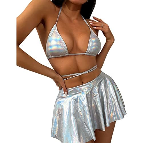 IMEKIS Metallic Rave Outfit for Women