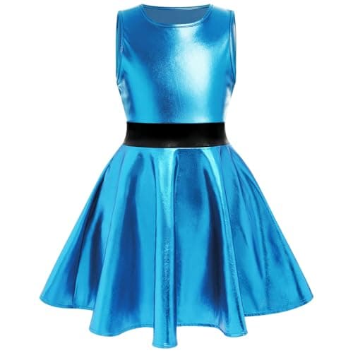 IMEKIS Holographic Skater Dress for Girls 3-12T - Perfect for Halloween, Music Festivals, and Cosplay
