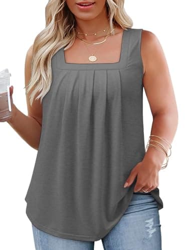 Flowy Square Neck Tank Tops for Women XL-5XL