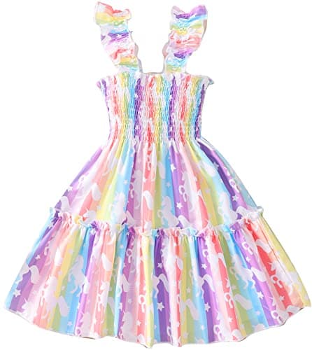 Retsugo Flutter Sleeve Birthday Party Dress for Girls 1-8 Years