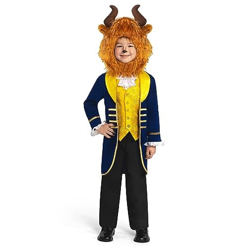 Boy's Blue Prince Costume with Beast Hood for Halloween Dress Up