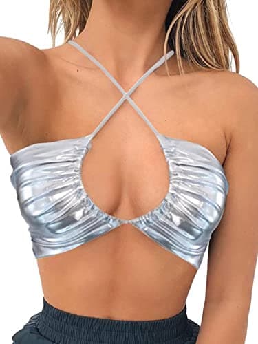 Square Neck Buckle Strap Cami Crop Tube Top