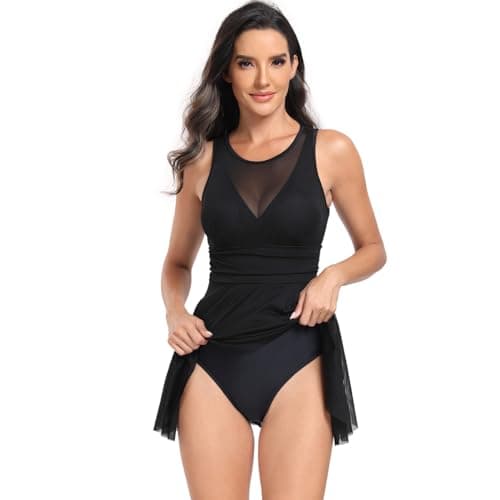IMEKIS Summer Mesh Cutout One-Piece Beach Swim Dress for Women