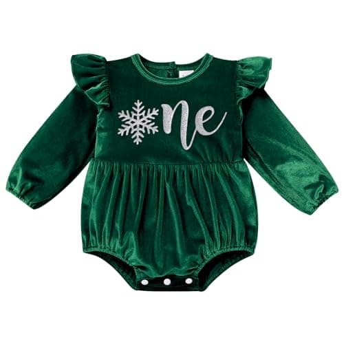 Baby Girls' Winter Snowflake 1st Birthday Outfit with Romper, Headband, and Socks
