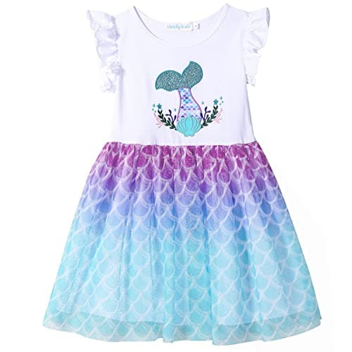 VASCHY Cute Ruffle Tulle Dress for Girls, Toddler to Big Kid Size 2-10T