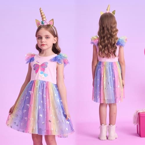 VIKITA Girls' Knee-Length Summer Tutu Dress