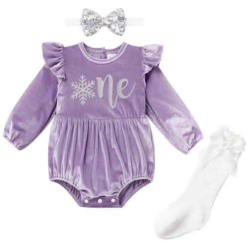 IBTOM CASTLE Baby Girl Velvet Romper Bow Headband Christmas Outfit