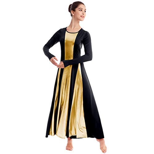 IMEKIS Women's Metallic Liturgical Dance Dress for Church Worship Costume