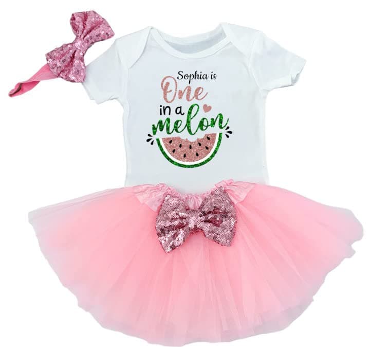 Funmunchkins Personalized 1st Birthday Gold & Pink Tutu Outfit