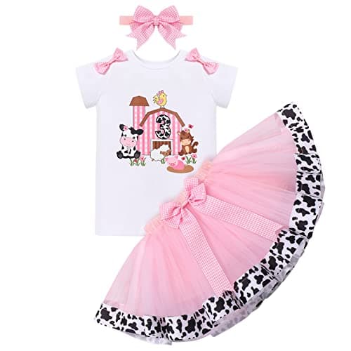 IMEKIS Baby Girl 1st Birthday Outfit with Romper and Tutu Skirt