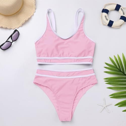IMEKIS Women's Summer Two-Piece Bikini Set Color Block Swimsuit