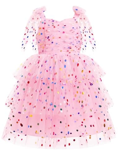 IMEKIS Shiny Heart Tulle Tutu Dress for Toddler Girls 4-10T