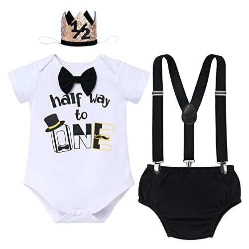 Baby Boy 1st Birthday Cake Smash Outfit 4pcs Set