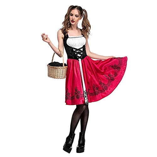 IMEKIS Women Red Riding Hood Costume with Cape for Halloween Cosplay