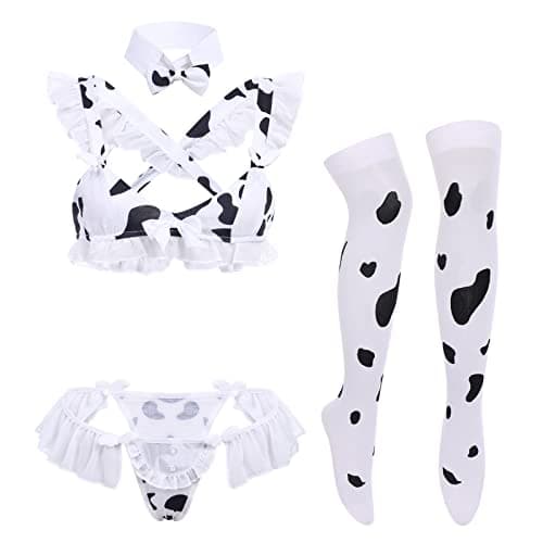 IMEKIS Women's Anime Cow Maid Lolita Cosplay Kawaii Costume Set