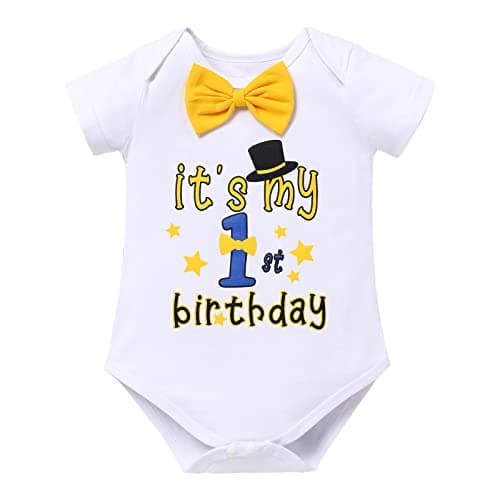 Baby Boy 1st Birthday Cake Smash Outfit 4pcs Set