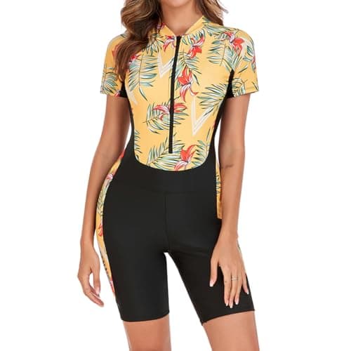 Women's UV Protection Rash Guard Swimsuit with Floral Print