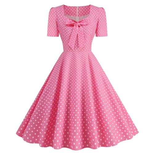 IMEKIS Womens 1950s Vintage Polka Dots Audrey Hepburn Dress