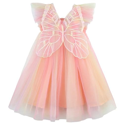 AGQT Baby Girls Butterfly Print Tulle Tutu Sundress 6M-6T