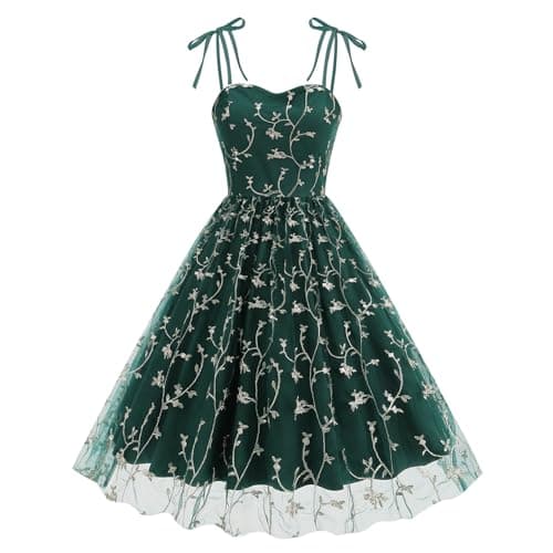 Vintage Embroidered Floral Tulle Prom Dress for Women