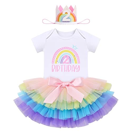 ODASDO Boho Rainbow Birthday Cake Smash Outfit Set
