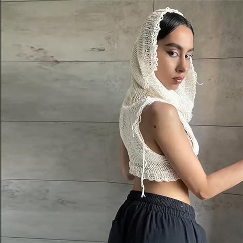 Women Sleeveless Crop Top Hoodies