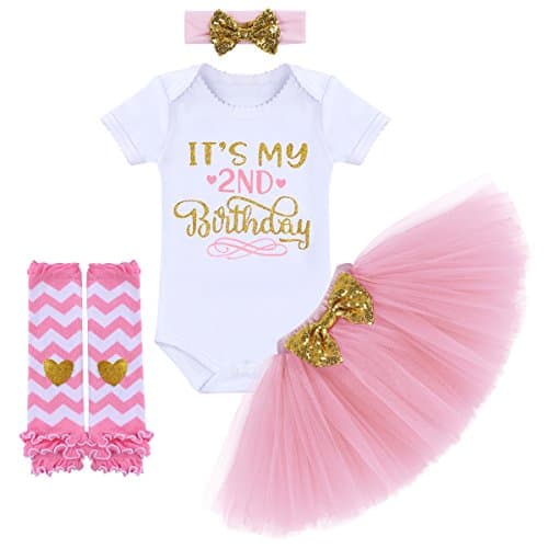 OBEEII 1/2 Birthday Girl Outfit with Tutu Skirt & Leg Warmers