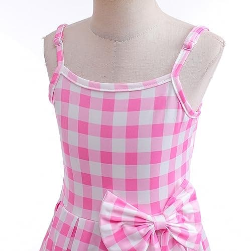 IMEKIS Vintage Pink Gingham Dress for Girls Halloween Costumes & Birthday Outfits