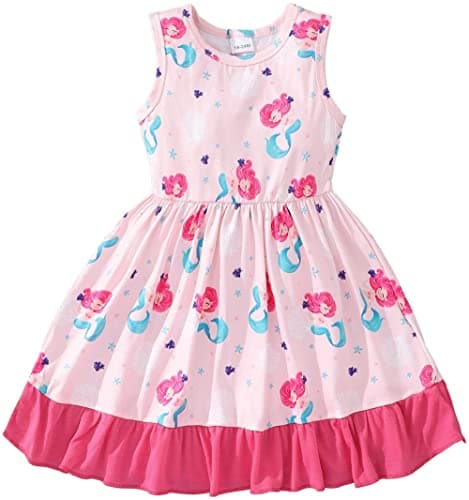 Popshion Sleeveless Back Bowknot Dress for Toddler Girls 1-7 Years Summer Birthday Party Clothes