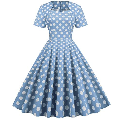 IMEKIS Womens 1950s Vintage Polka Dots Audrey Hepburn Dress