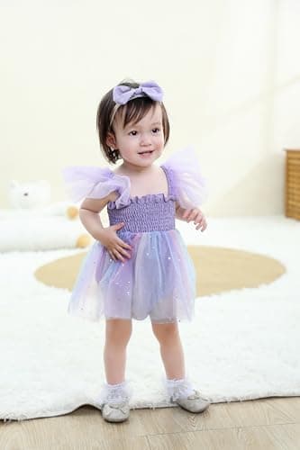 Ruffe Infant Tulle Romper Sleeveless Baby Girl Outfit 0-18M