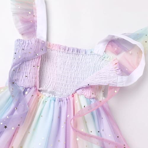 IMEKIS Boho Floral Backless Tulle Dress for Toddler Birthday Parties