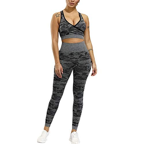 Hotexy Women's High Waisted Yoga Leggings & Stretch Sports Bra Set