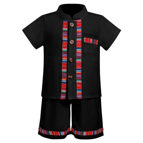 IMEKIS Boys Mexican Traditional Outfit with Shorts Birthday Party Clothes