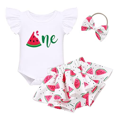 FYMNSI Baby Girls Sunflower Peach 1st Birthday Romper + Shorts + Headband for Cake Smash Photo Props