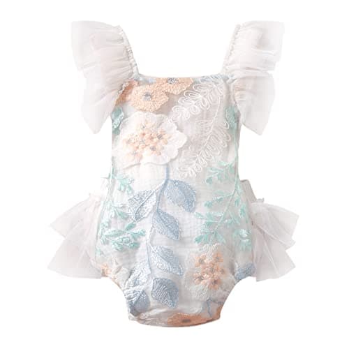 IMEKIS Baby Girls Boho Lace Romper Dress Newborn Outfits