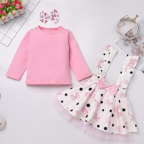 IMEKIS Toddler Mouse Birthday Outfit Shirt & Overalls+winter accessories