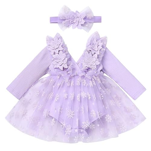 Girls 1st Birthday Snowflake Romper with Headband