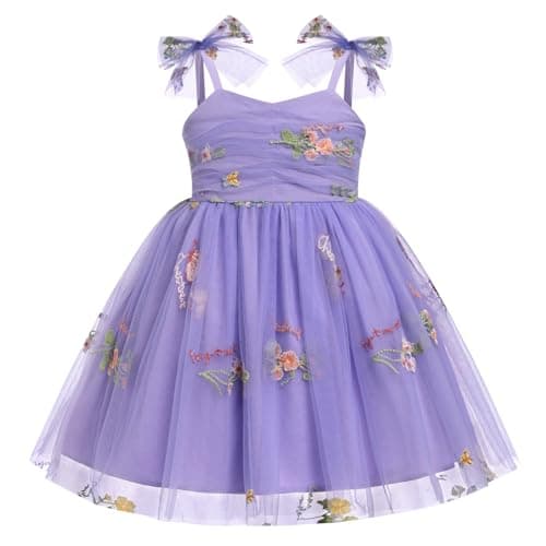 Toddler Girl Birthday Princess Dress with Shiny Confetti - Boho Rainbow Cake Smash Outfit (1-6T)