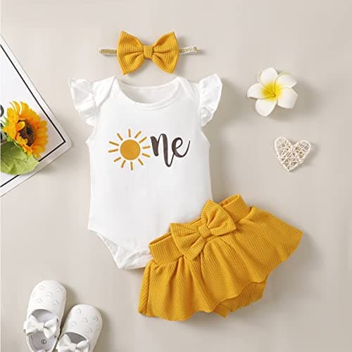 Aslaylme Baby Girl 1st Birthday Sunflower Outfit