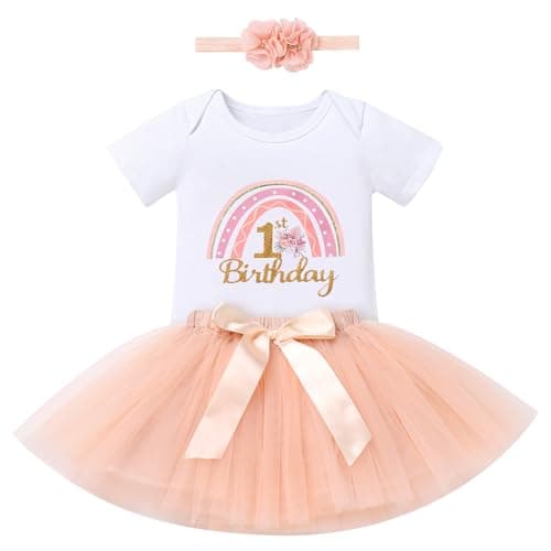 ODASDO Sunnyc Birthday Tutu Outfit for 1Y Old Girls Party Set