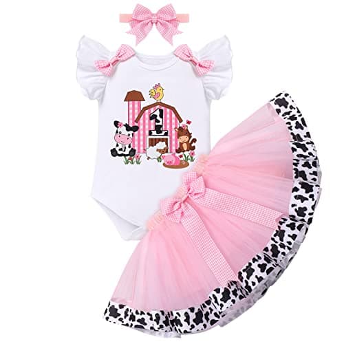 IMEKIS Baby Girl 1st Birthday Outfit with Romper and Tutu Skirt
