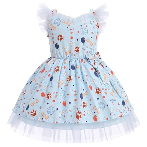 IMEKIS Toddler Girls Strawberry Floral Tulle Birthday Dress Summer Party