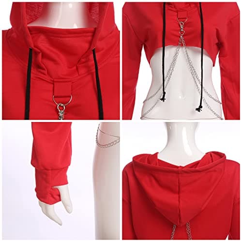 ABAFIP Women's Rave Gothic Crop Top Hoodie