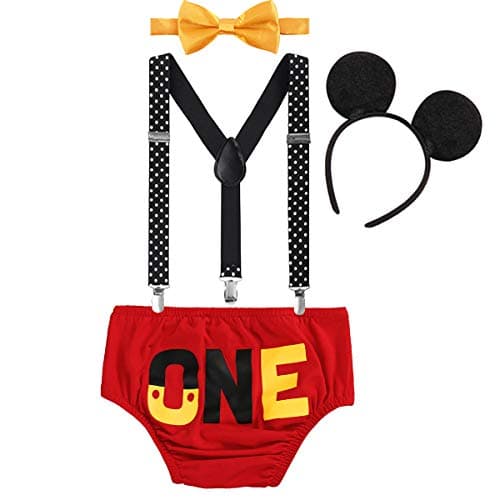 FYMNSI Baby Boys 1st Birthday Cake Smash Photo Props Outfits 4PC Set