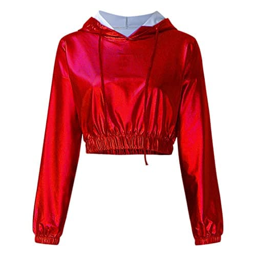 Metallic Crop Top Hoodie for Women - 2023 Trendy Club Wear
