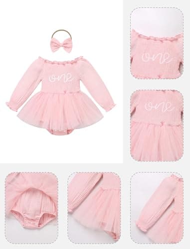 IDOPIP Strawberry Butterfly 1st Birthday Smocked Romper & Tutu Dress