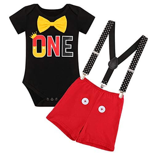 IBTOM CASTLE Baby Boys First Birthday Cake Smash Outfit Gentleman Tuxedo Clothes Set