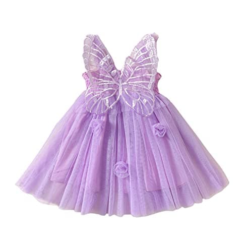 ZINTAOZT Toddler Butterfly Wings Sleeveless Skirt Birthday Party Tutu Dress